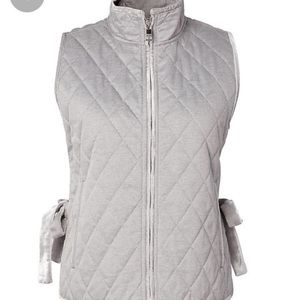 Banana Republic Gray Quilted Vest with Velvet Trim